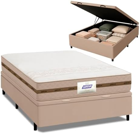 Cama Box Baú Casal Colchão Gazin Molas 138x188x61cm