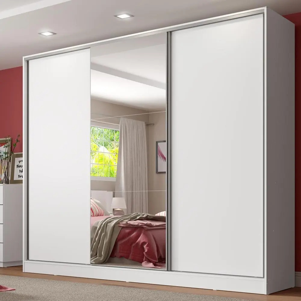 Guarda Roupa Casal 100% Mdf Espelho Madesa Royale 3 Portas