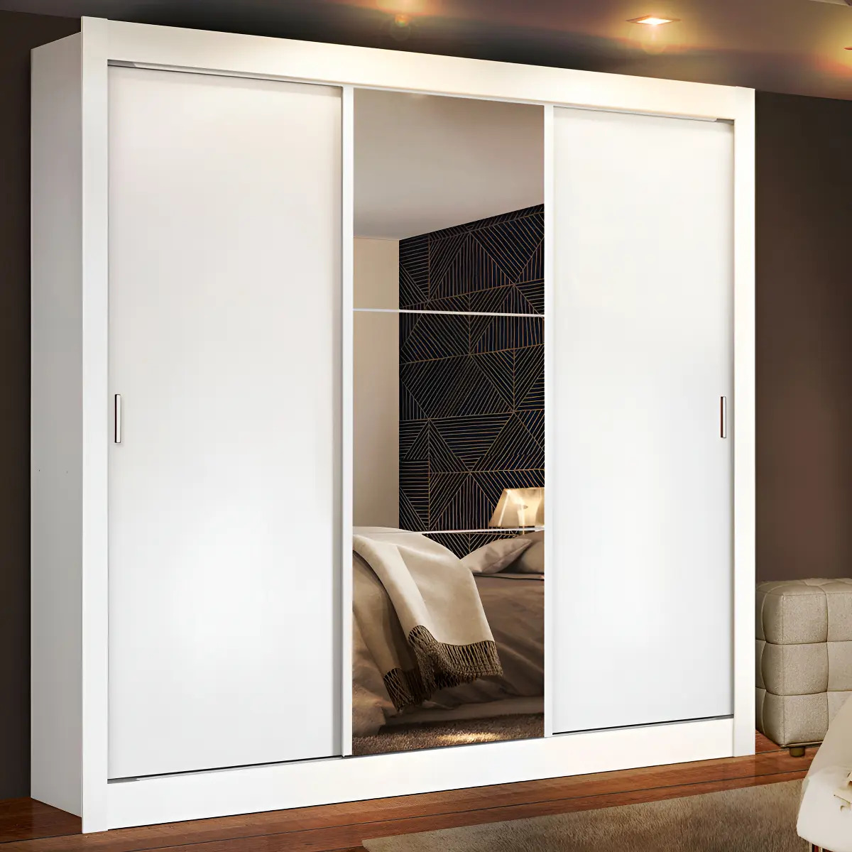 Guarda-roupa Casal Madesa Mônaco 3 Portas de Correr com Espelho