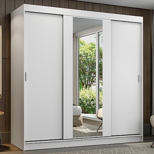 Guarda-Roupa Casal Madesa Reno 3 Portas de Correr com Espelho