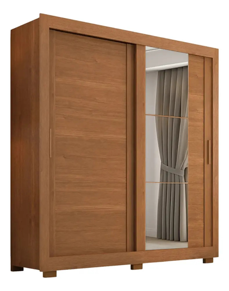 Guarda Roupas Casal com Espelho 2 Portas de Correr 4 Gavetas Titanium Zanzini
