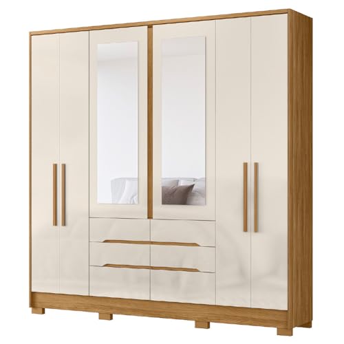Guarda-roupa Casal com Espelho 6 Gavetas 6 Portas Crystal San Francisco - Moval