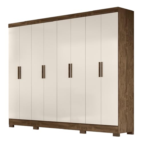 Guarda Roupas Casal 8 Portas Diplomata Castanho/Baunilha - Moval