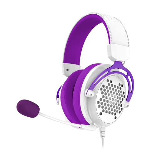 Headset Gamer Redragon Diomedes Branco com Roxo