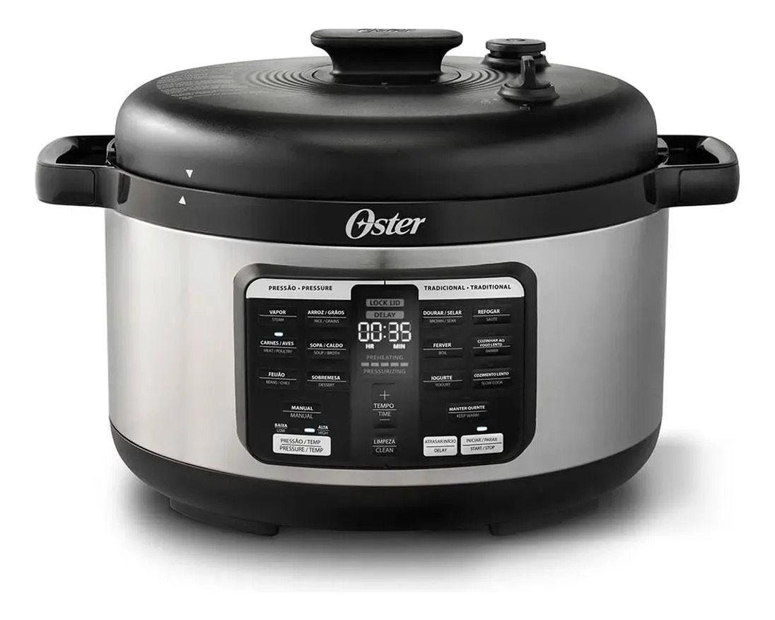 Panela de Pressão Elétrica Oster 5,7L Oval Inox 900W